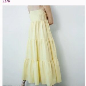 Zara Yellow Sleeveless Maxi cotton tiered dress XS